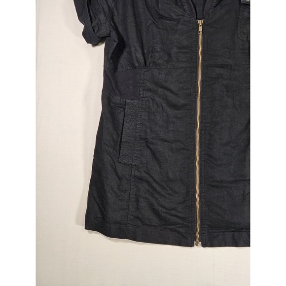 Converse Women's Black Short Sleeve Zippered Hooded Shirt Dress Skater Grunge - Picture 2 of 16